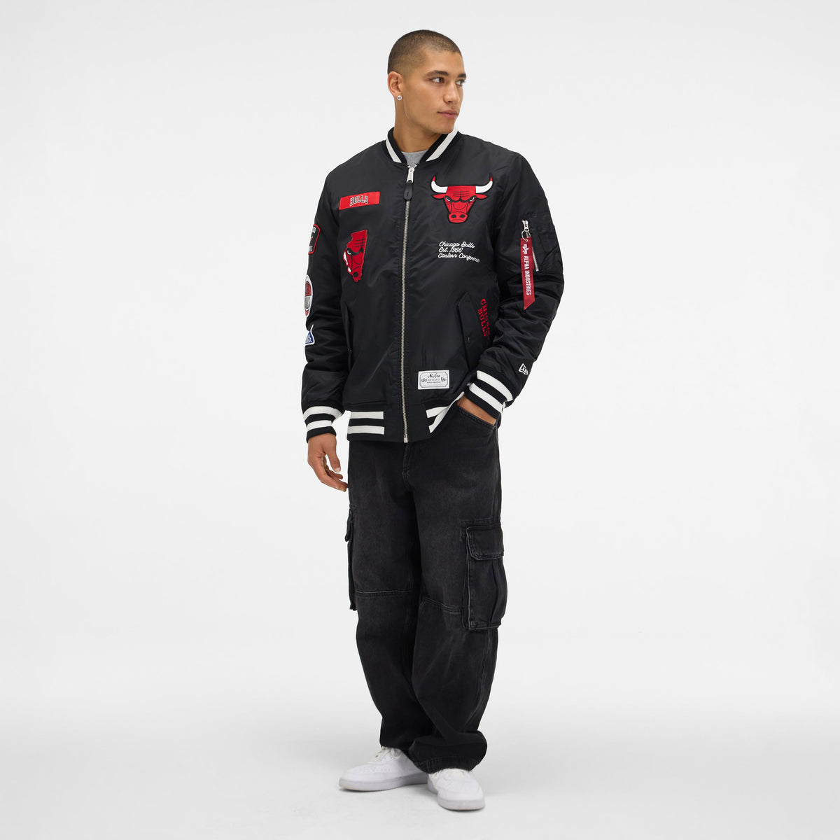 Alpha Industries x Chicago Bulls Black MA-1 Bomber Jacket