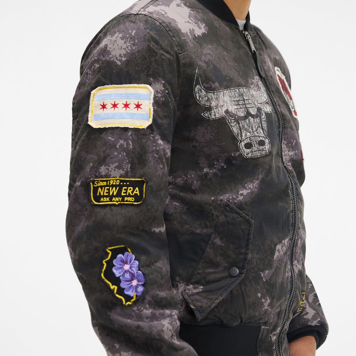 Alpha Industries x Chicago Bulls Black Camo MA-1 Bomber Jacket