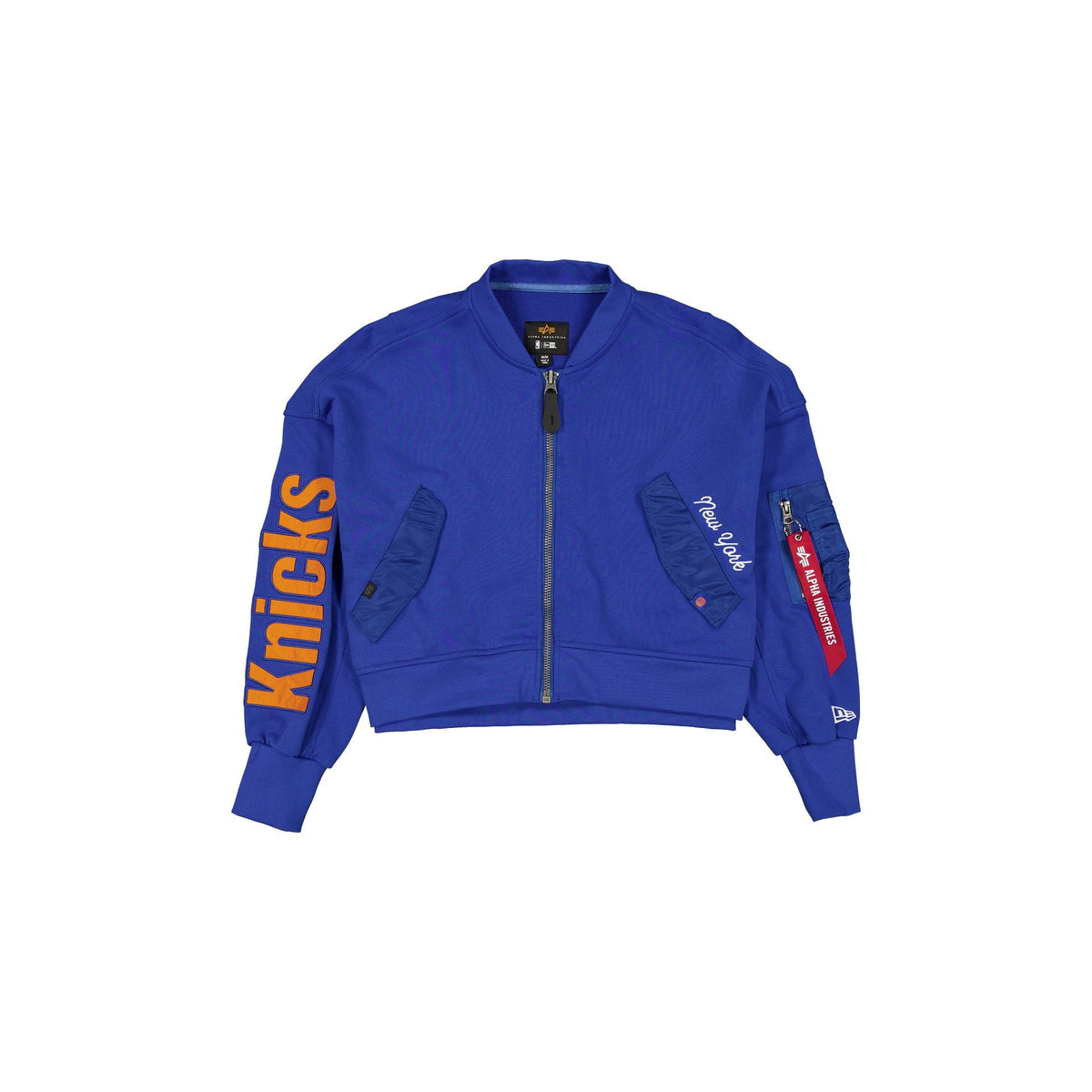 Alpha Industries x New York Knicks Blue Women's Full Zip Cropped Fleece Jacket