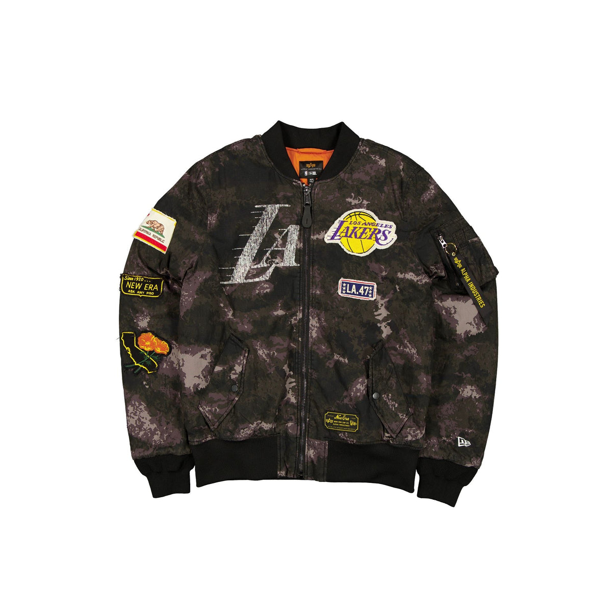 Alpha Industries x Los Angeles Lakers Black Camo MA-1 Bomber Jacket