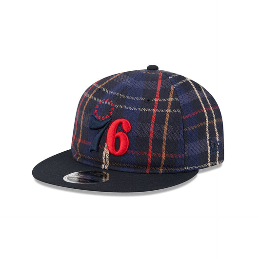Philadelphia 76ers Grunge Plaid Retro Crown 9FIFTY Adjustable Hat