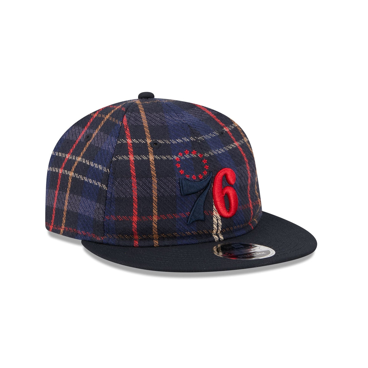 Philadelphia 76ers Grunge Plaid Retro Crown 9FIFTY Adjustable Hat