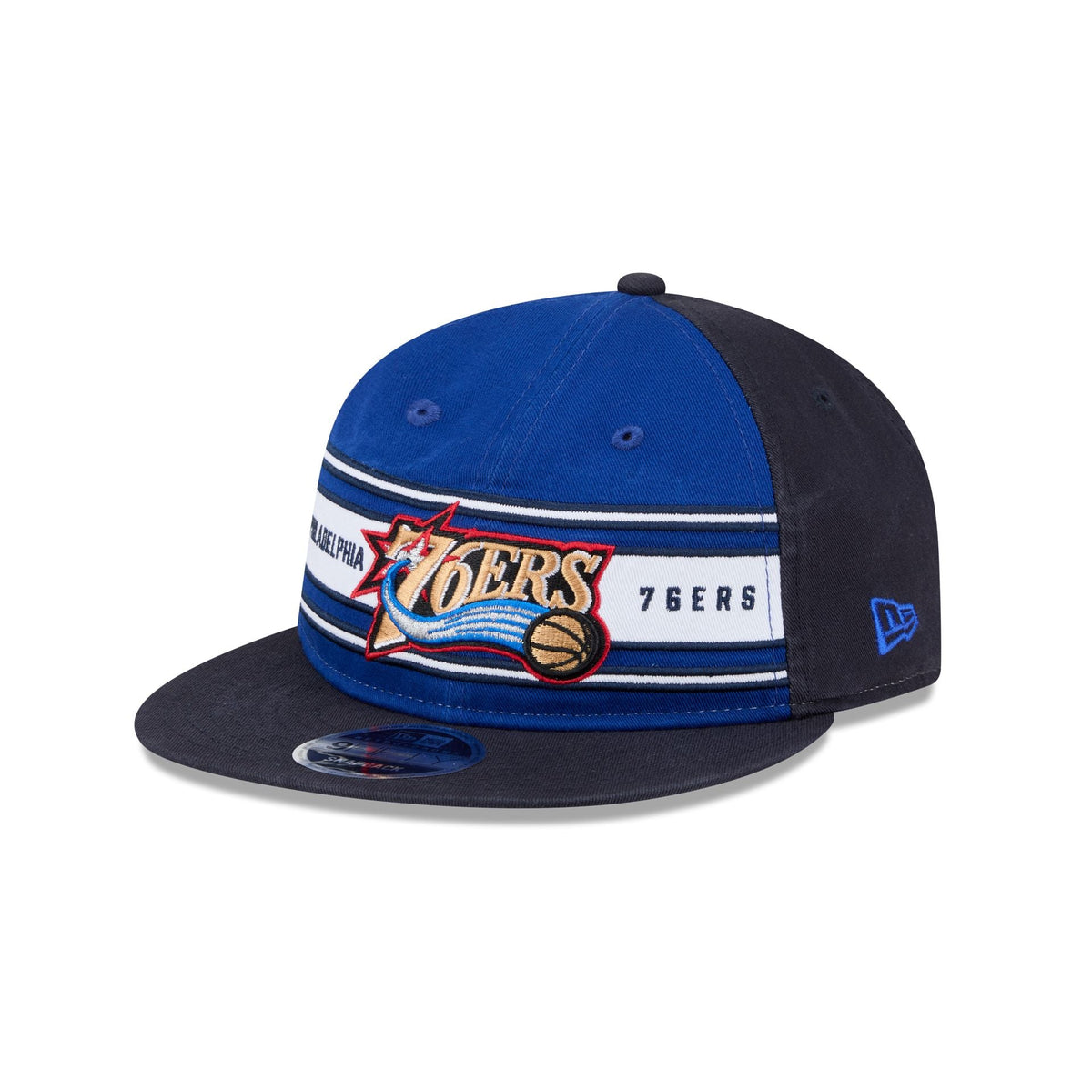 Philadelphia 76ers Team Stripes Retro Crown 9FIFTY Snapback Hat