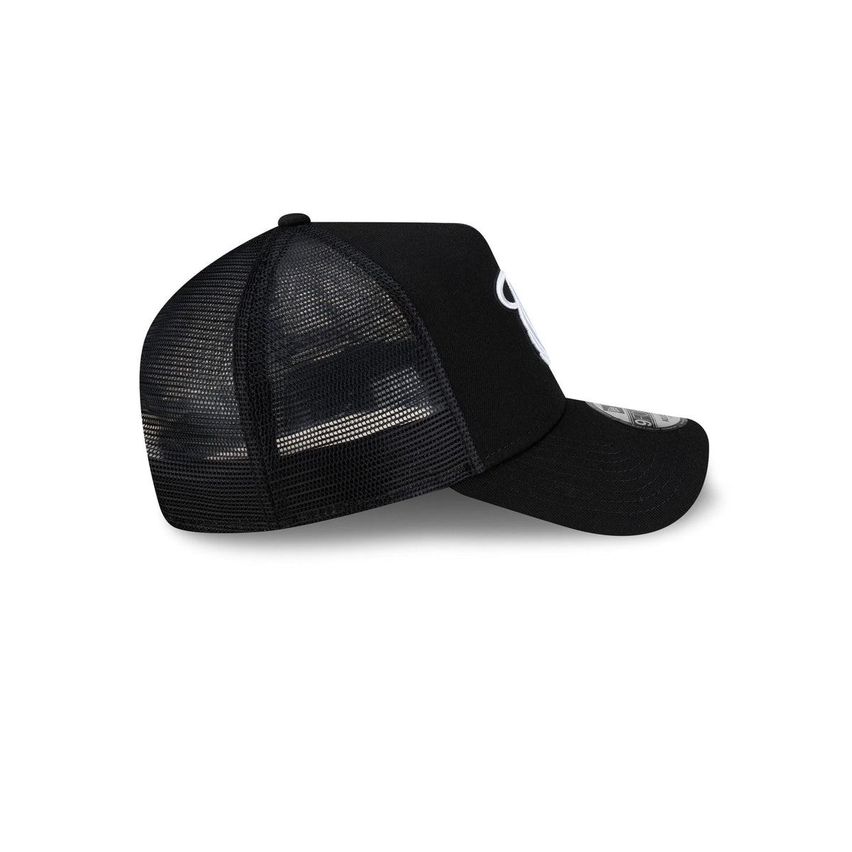 Miami Heat Side Script Black 9FORTY A-Frame Trucker Hat