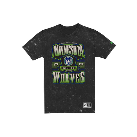 Minnesota Timberwolves Throwback Washed Graphic Black T-Shirt